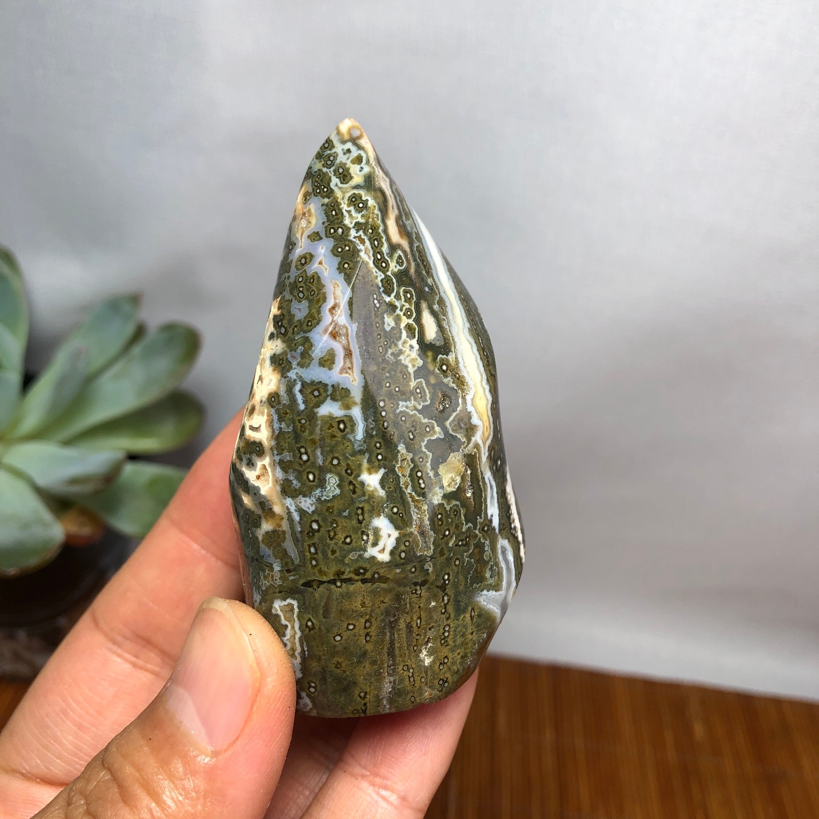 Natural Ocean Jasper torch Hand carve polish/rough Crystal free standing A7188