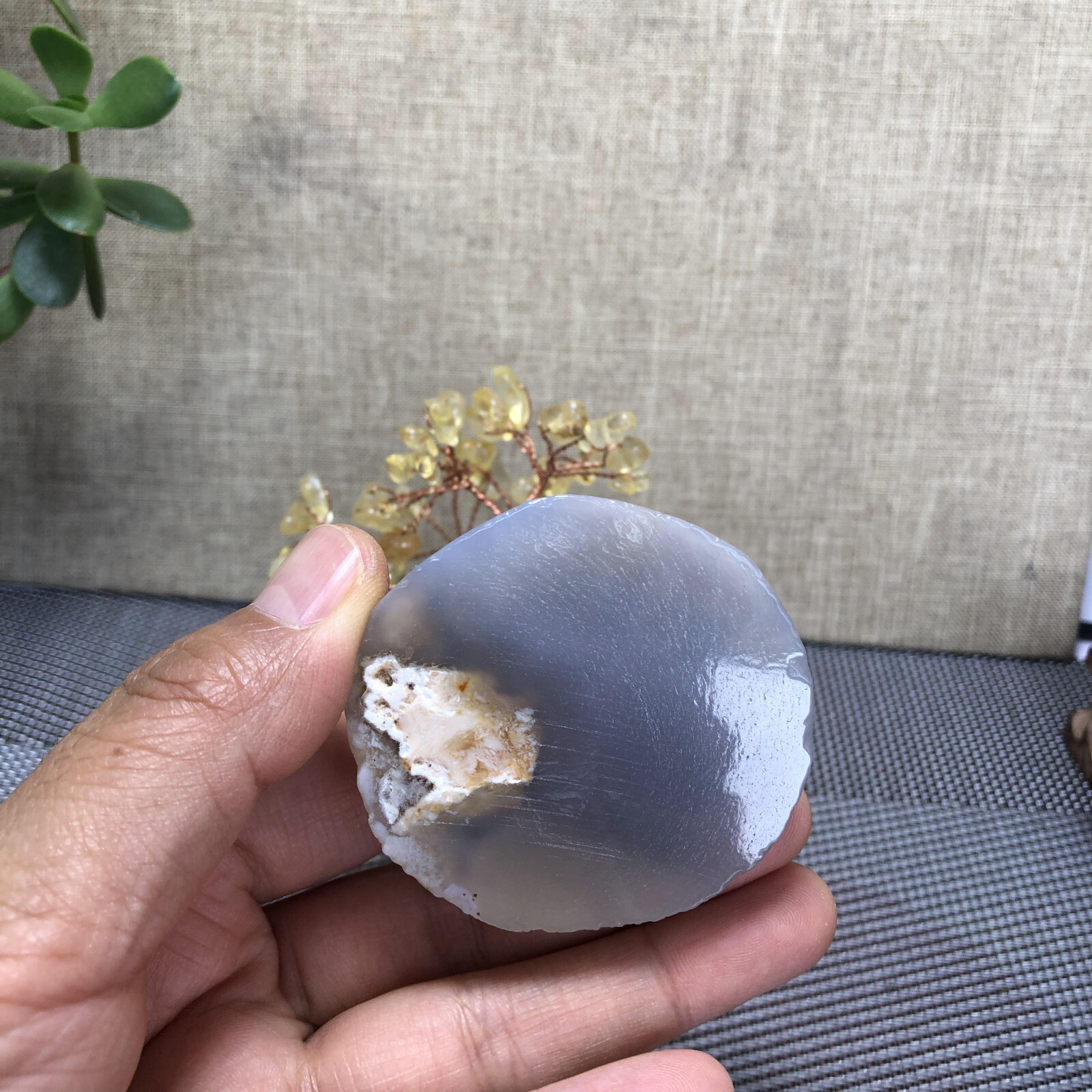 Natural beautiful Yellow crystal hand woven tree home decoration Love Gift 100mm