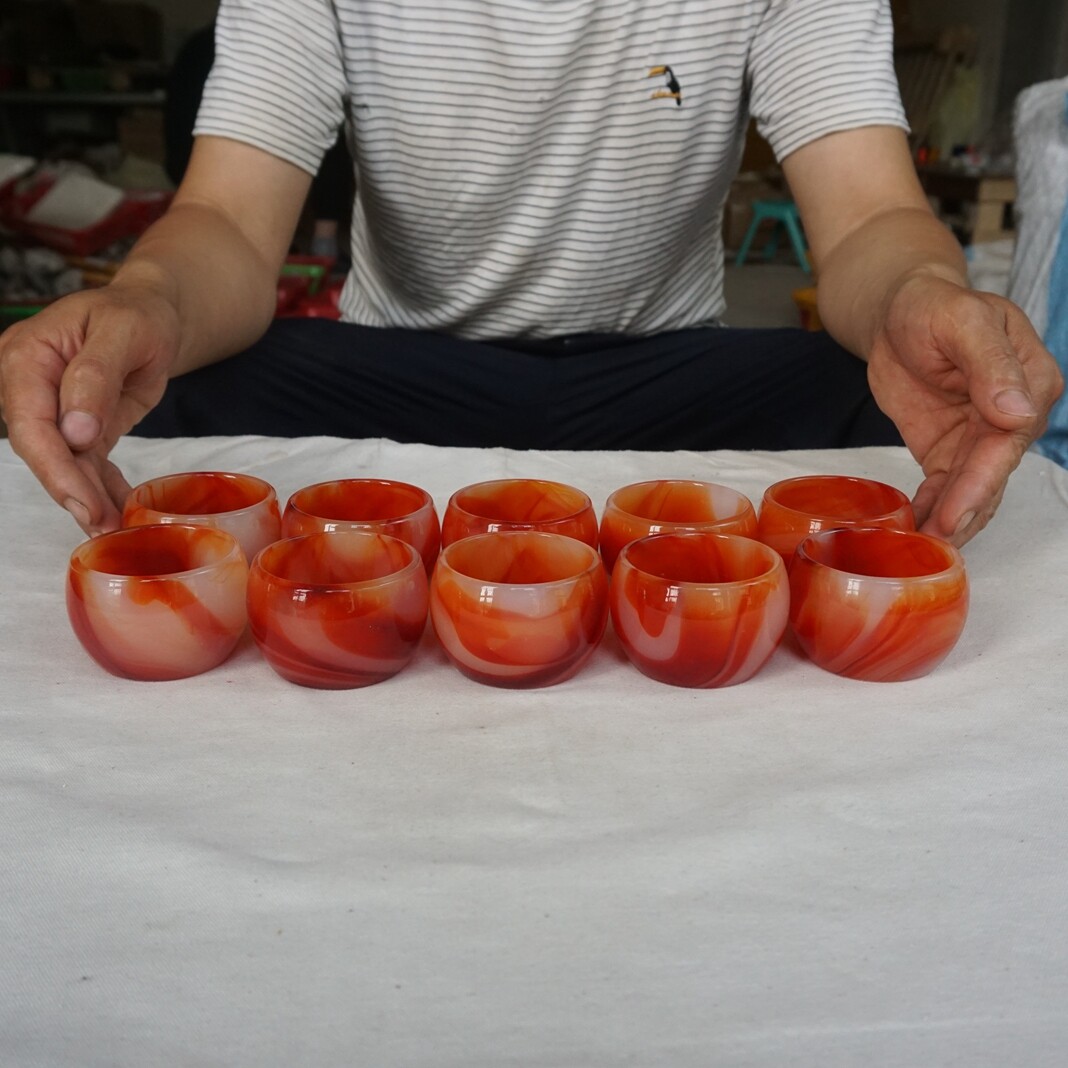 5 Pieces Manmade Art Agate Carnelian Quartz Crystal Bowl Cup Carving Healing