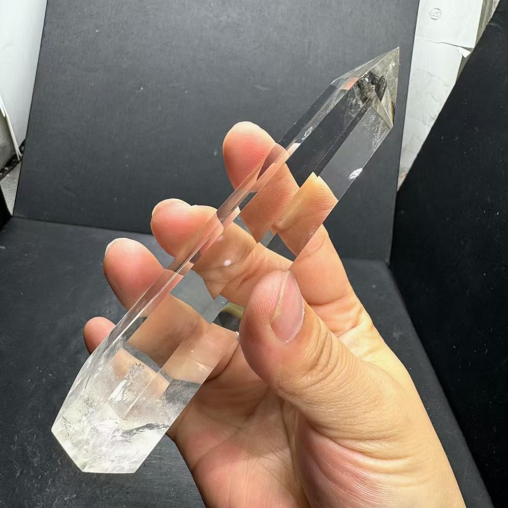 230g Natural White Quartz Obelisk Crystal Energy Tower Reiki Healing+Stand