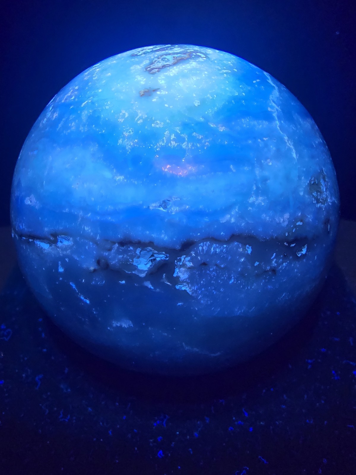 Massive 994g Caribbean Calcite & Blue Aragonite Polished Crystal Sphere Specimen