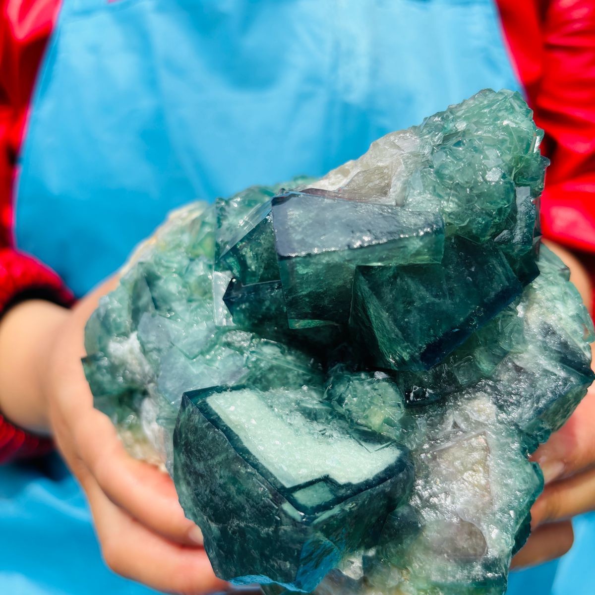 3.93LB Natural Green Fluorite Crystal Cluster Cubic Fluorite Specimen healing