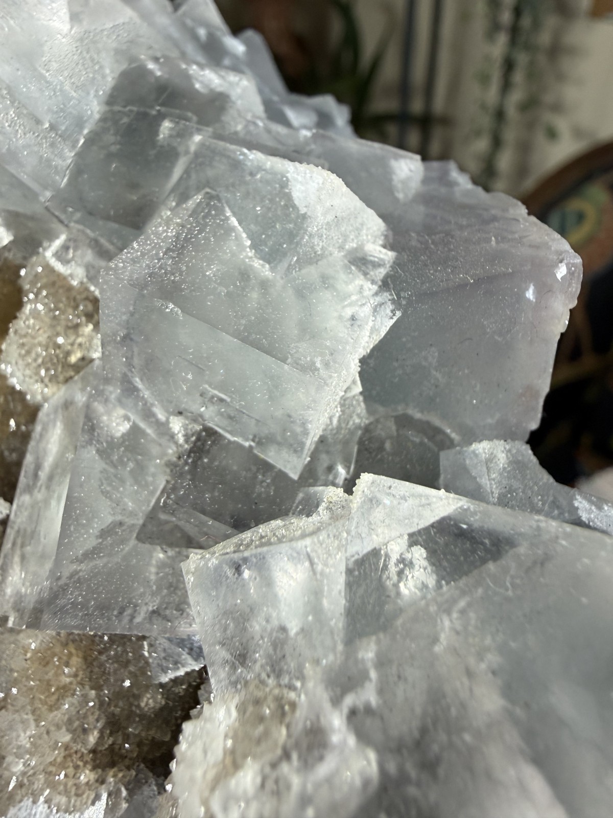Sky Blue Cubic Fluorite on Smoky Quartz Crystal – 3.86lbs