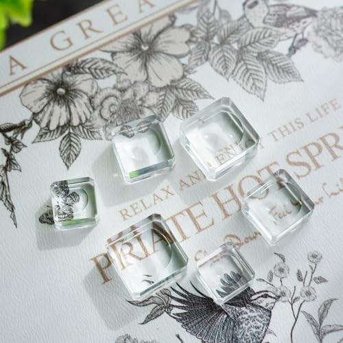 6 Pack Square Crystal Display Bases for 3D Laser Balls 6Pcs Glass Stands for Cry