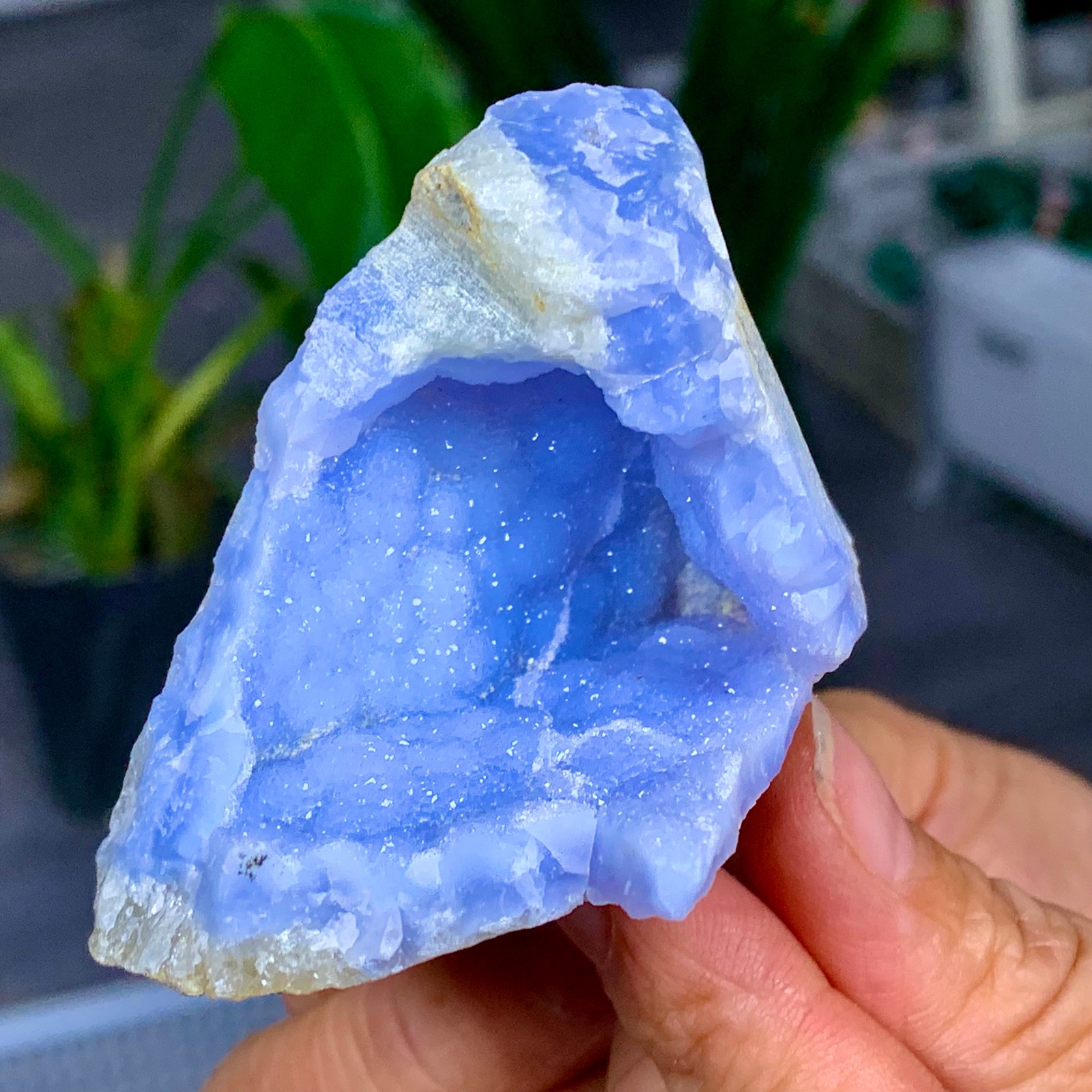100G Natural Blue striped agate geode Crystal Mineral Specimens healing A963