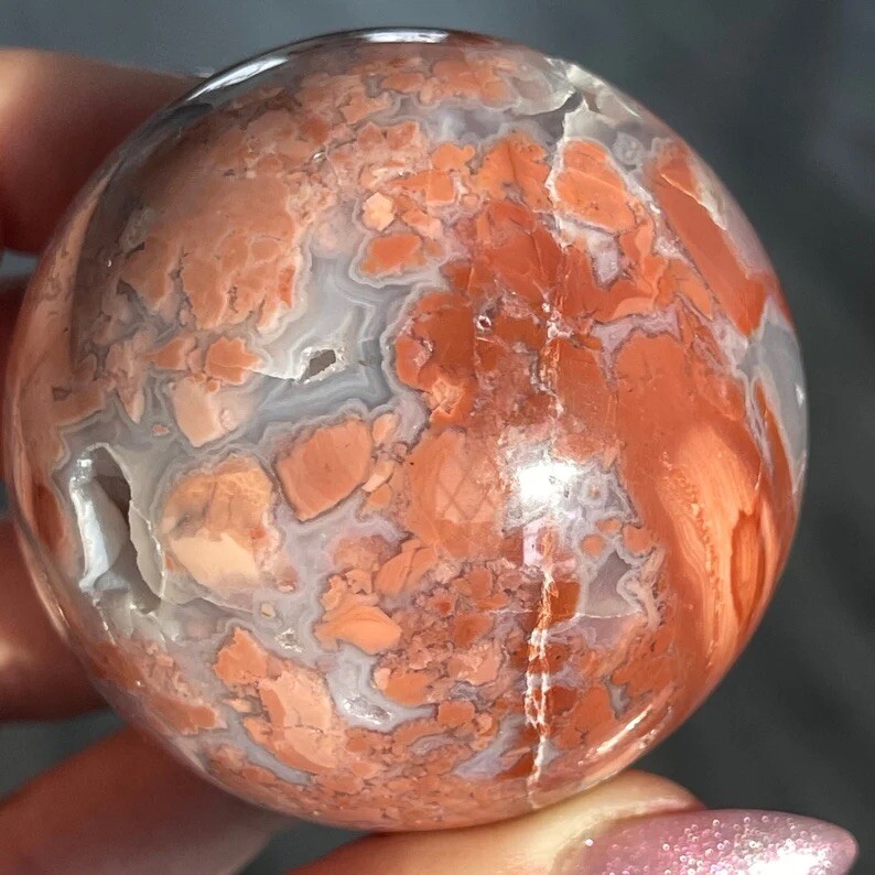 Sugar Druzy Pink Lace Agate Sphere – No. 79