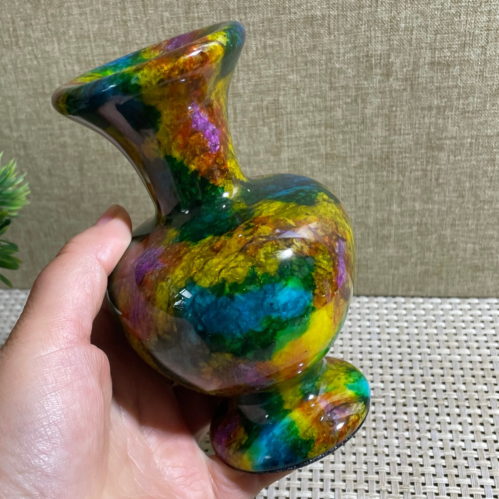 794g Seven Colors Jade vase specimen Decorative -Taiwan China