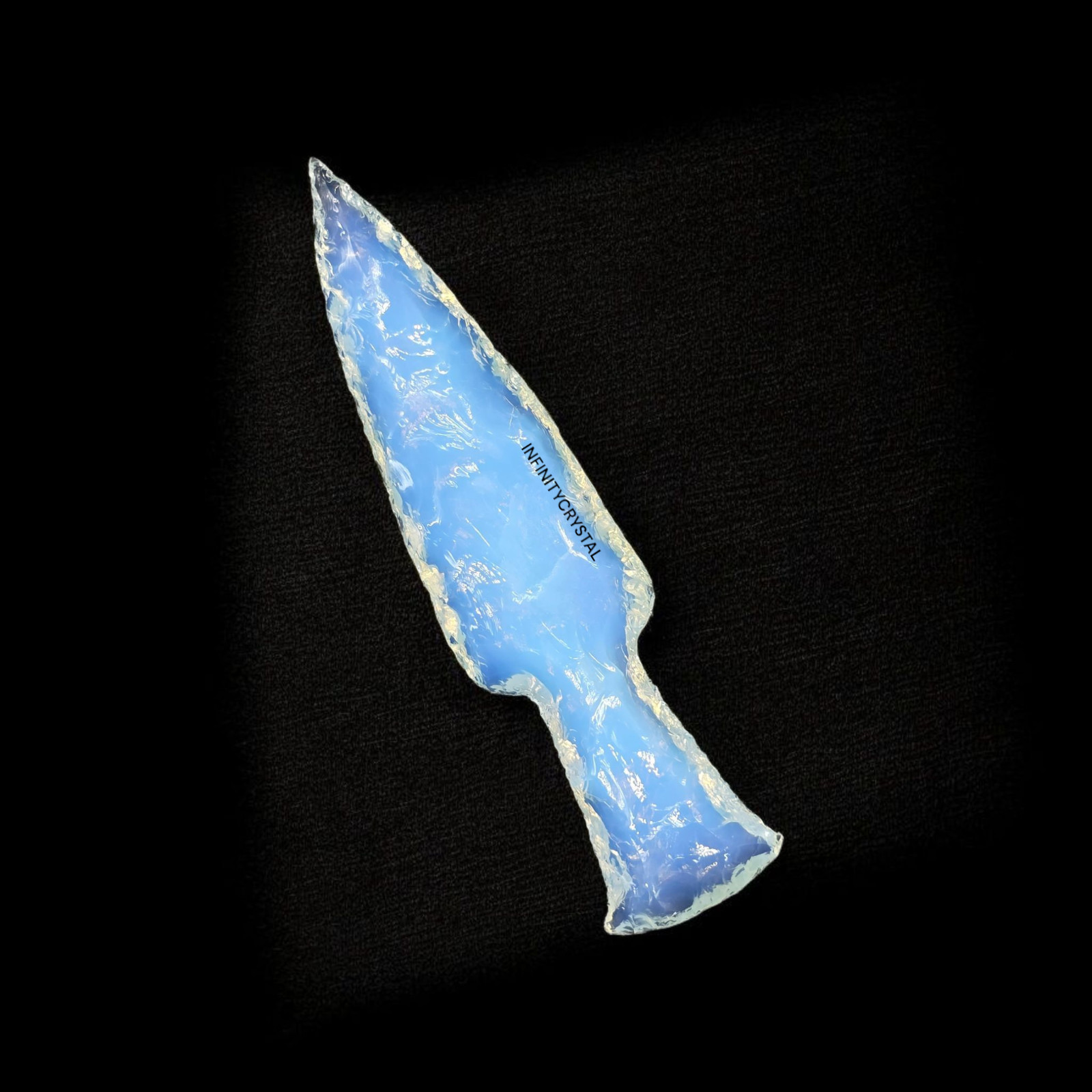 Opalite Crystal Knife Athame 5.5-6” Hand-Knapped Dagger Ritual Blade Wiccan Tool