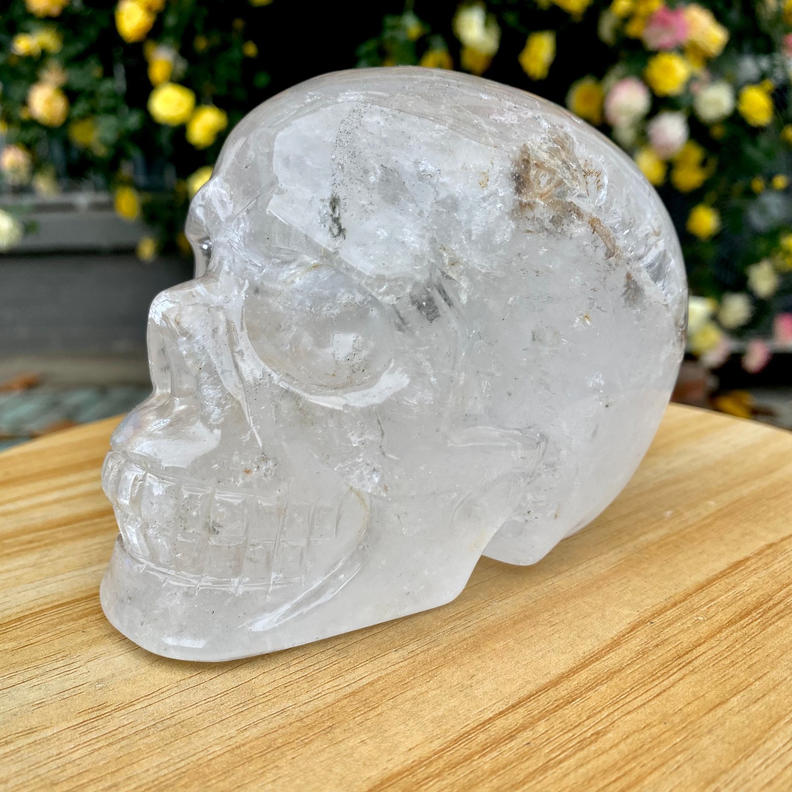 2.86LB TOP! White melting quartz hand carved crystal skull gem reiki healing