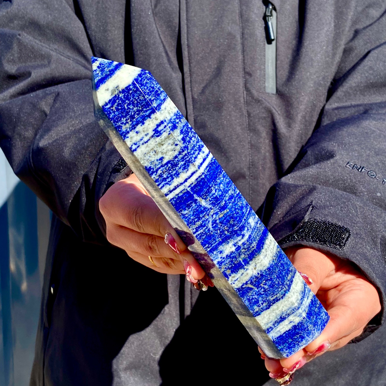 1.23LB Large Natural Lapis lazuli quartz crystal obelisk point wand aura healing