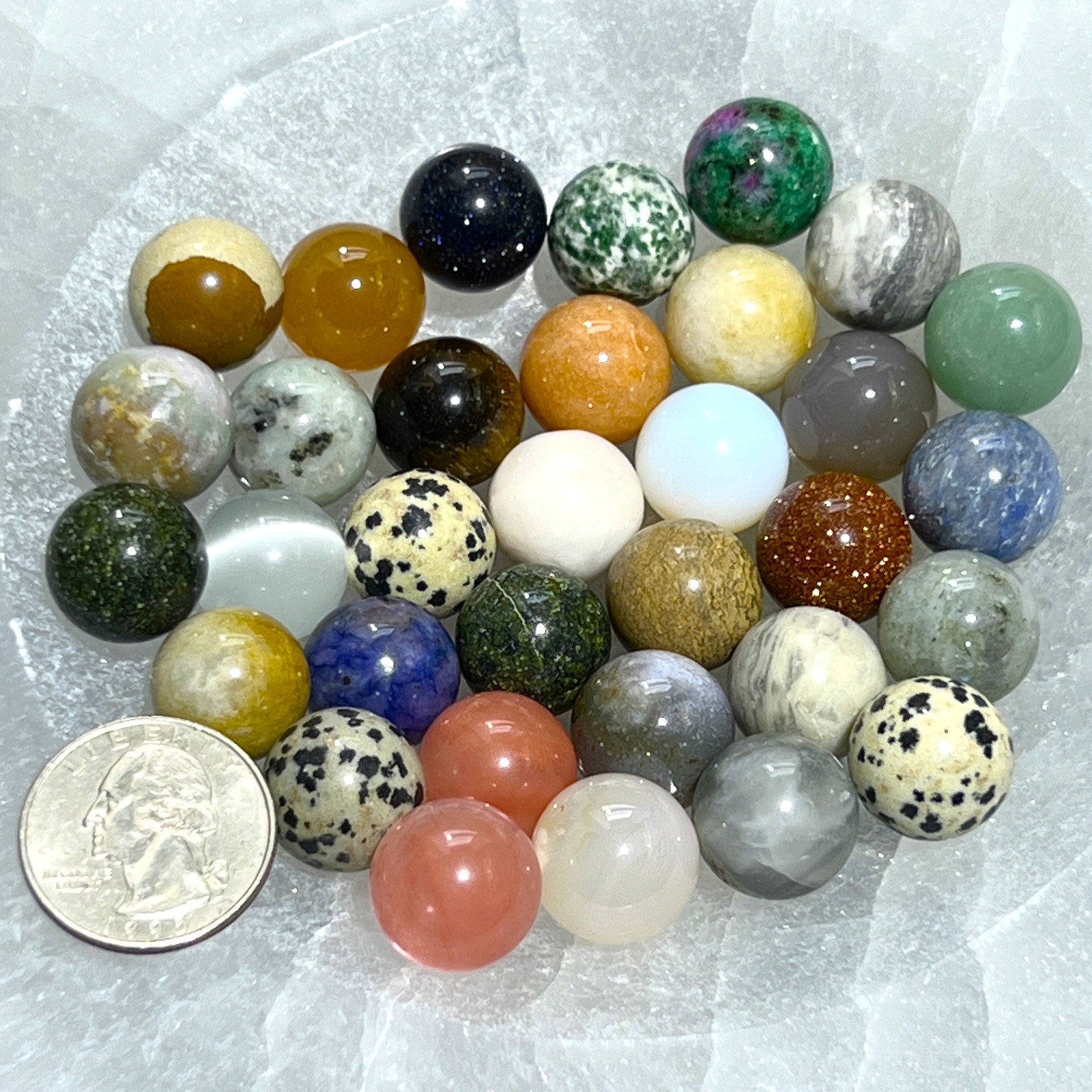 Mixed Crystal Spheres Small Marble Size (20mm) Gemstone Carving Decor
