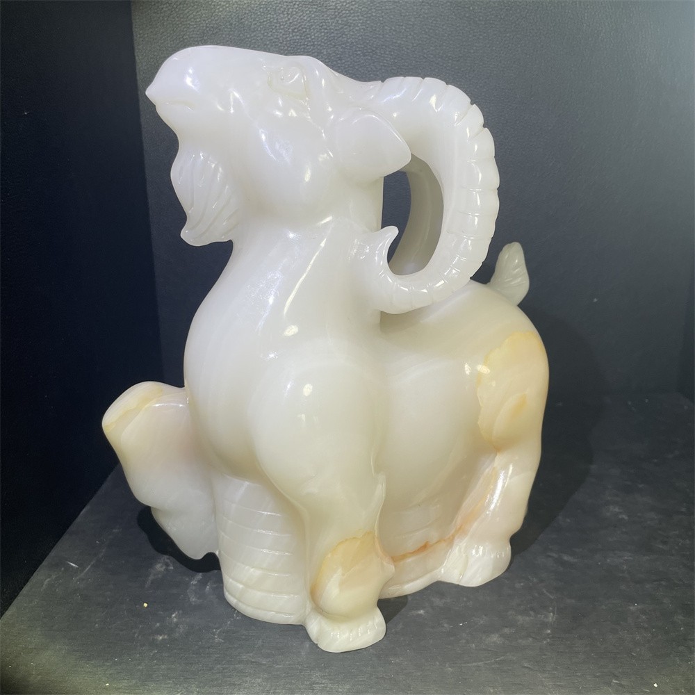 13.2LB 9″Natural A+Afghan Jade Sheep Statue Crystal Reiki Carving Noble Decor
