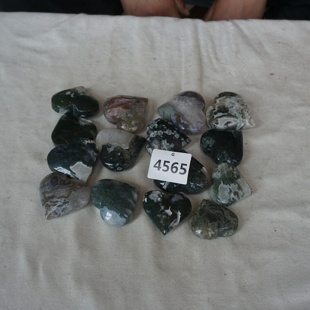 2.2LB 12Pcs Natural Moss Agate Carnelian Quartz Crystal Heart Palm Stone Healing