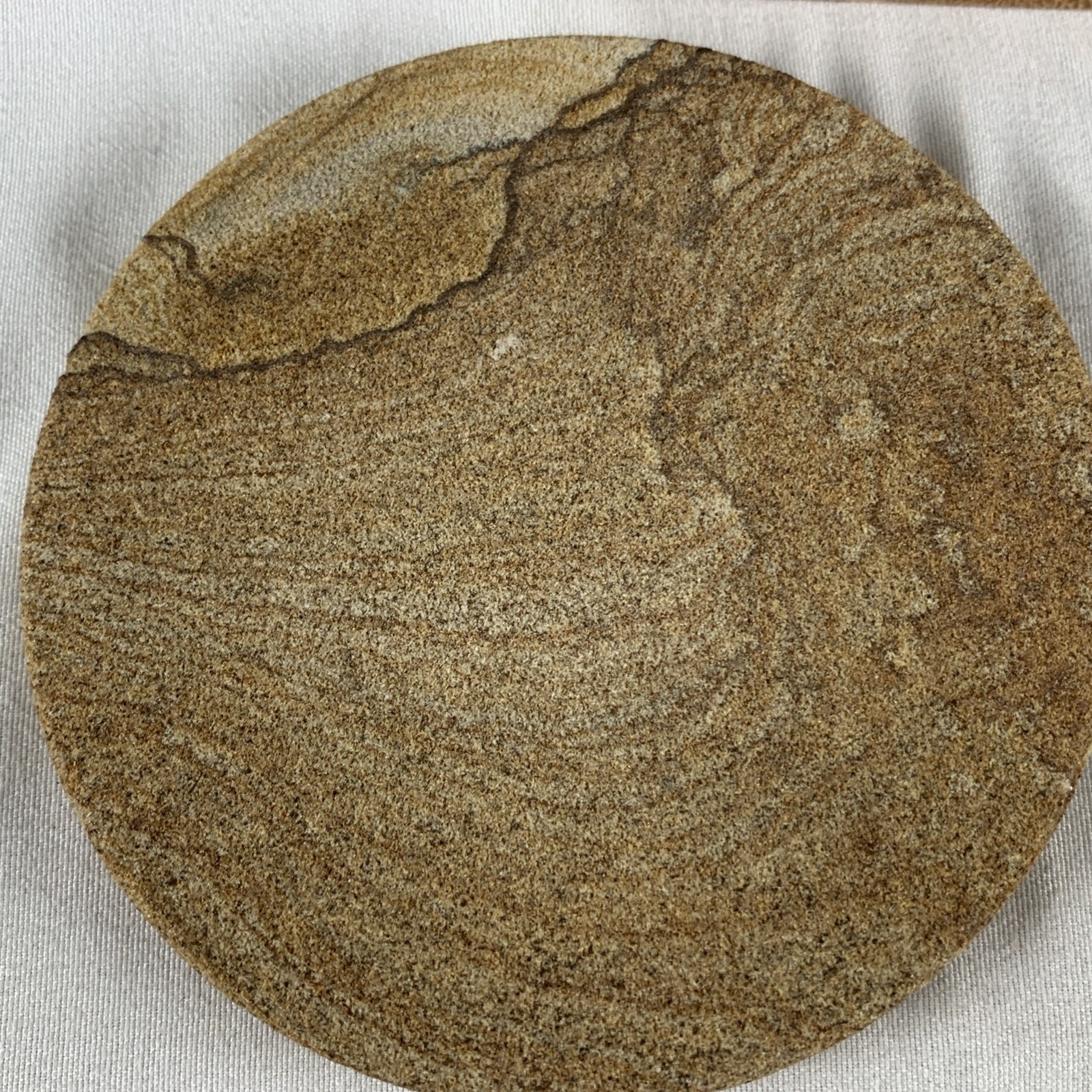 Kanab Goldenstone Sandstone Set of 4 Coasters w/Wood Holder Utah 3.75″ Diam READ