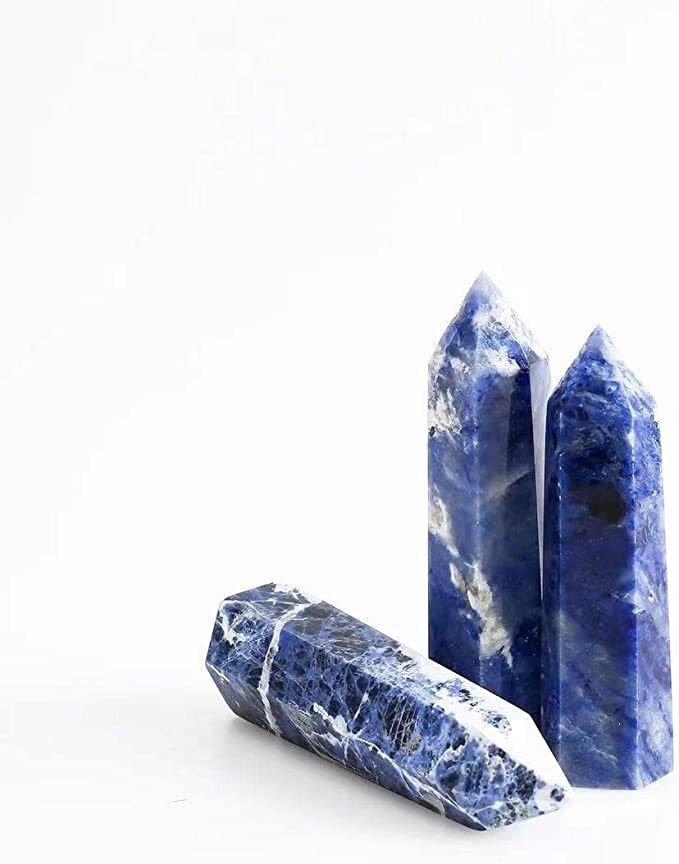 Natural Blue Sodalite Tower Spiritual Quartz Stones Healing Crystal Decoration