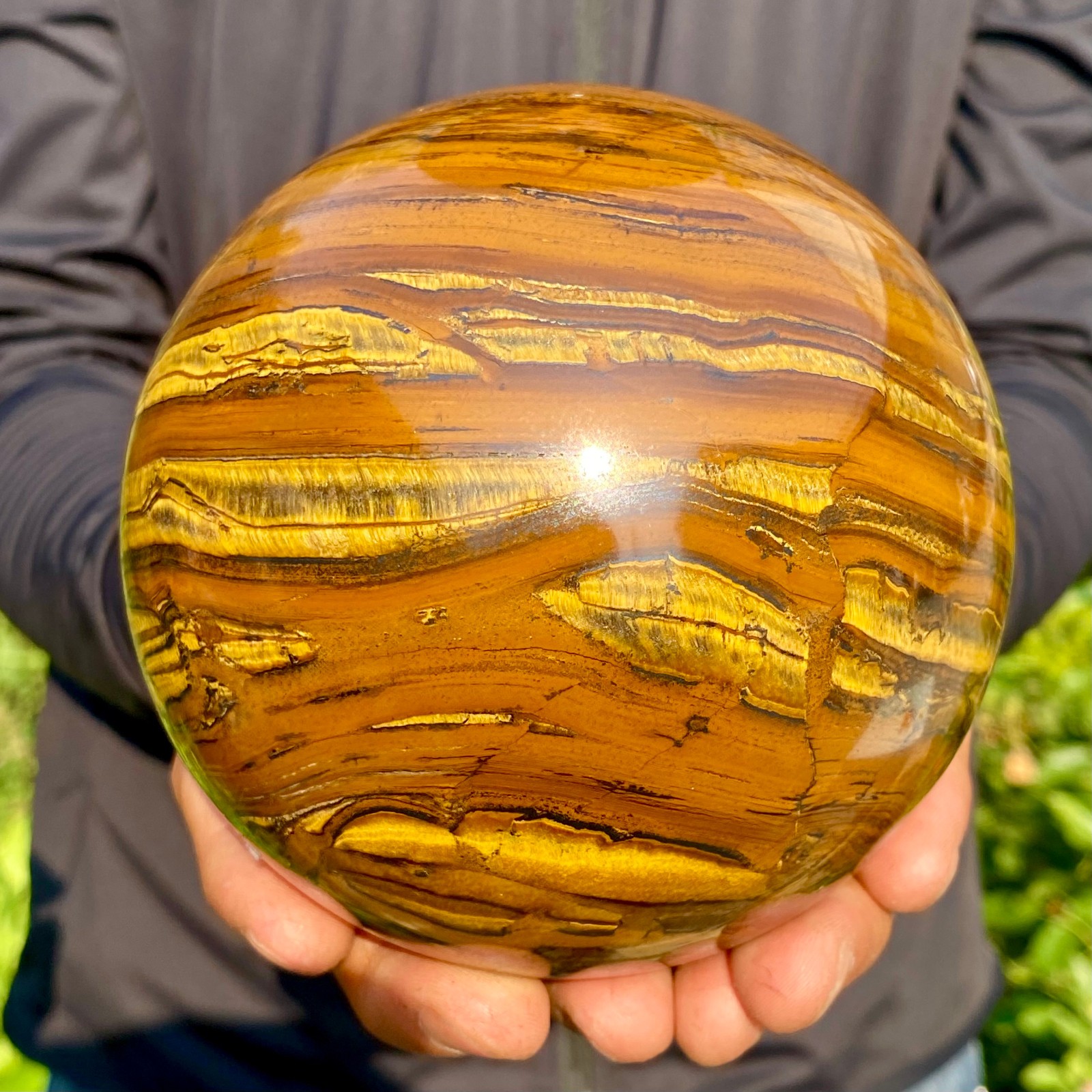 4.98LB Large Natural Tiger Eye Stone Crystal Ball Quartz Healing Sphere Décor
