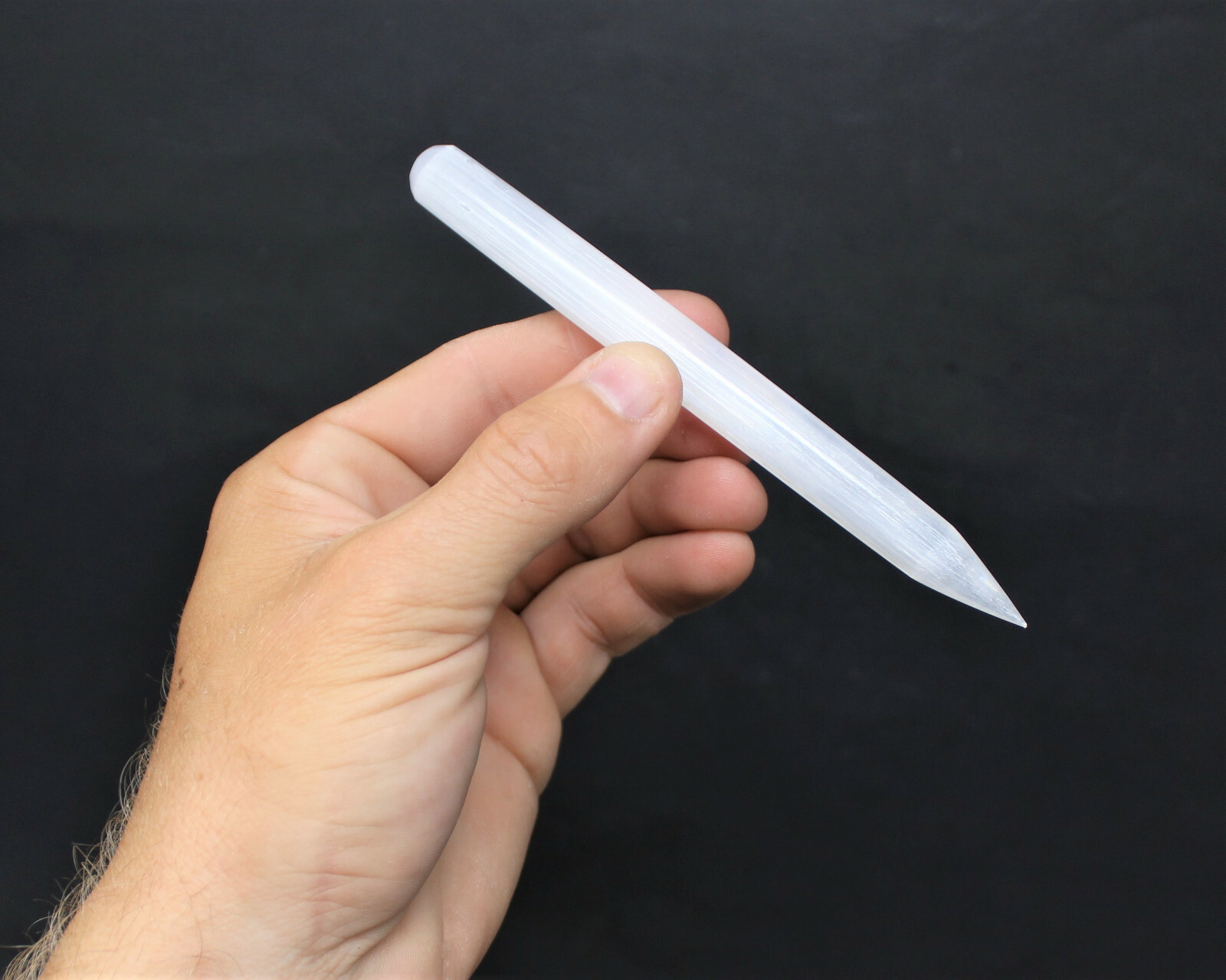 White Selenite Wand 6″ (Selenite Pencil, Crystal Healing, Polished Selenite)