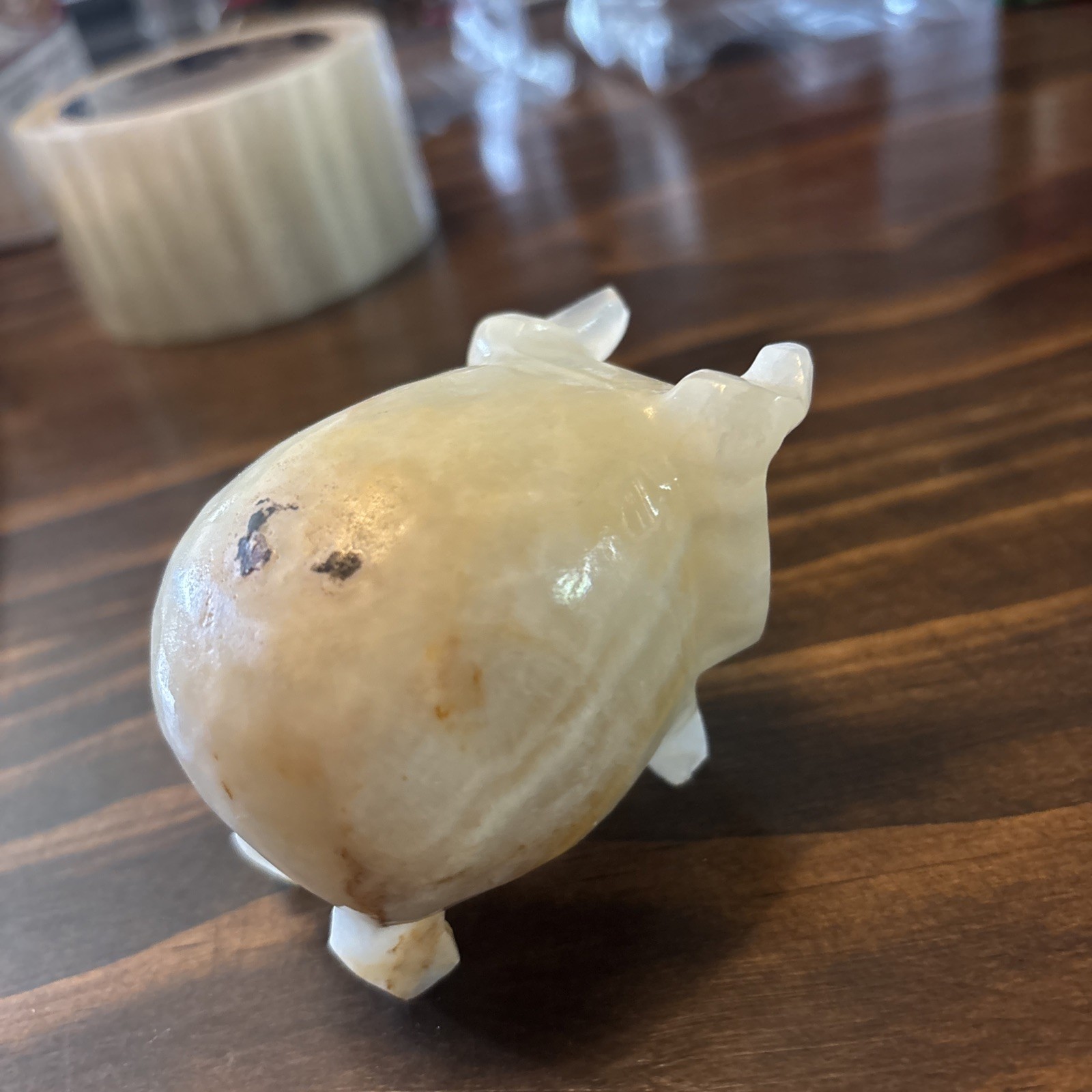Carved White Opaque Quartz Stone Pig Figurine Healing Stone