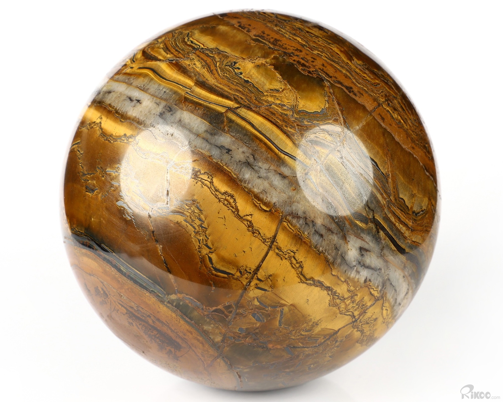 4.2″ Tiger Iron Eye Hand Carved Crystal Ball/Sphere, Crystal Healing