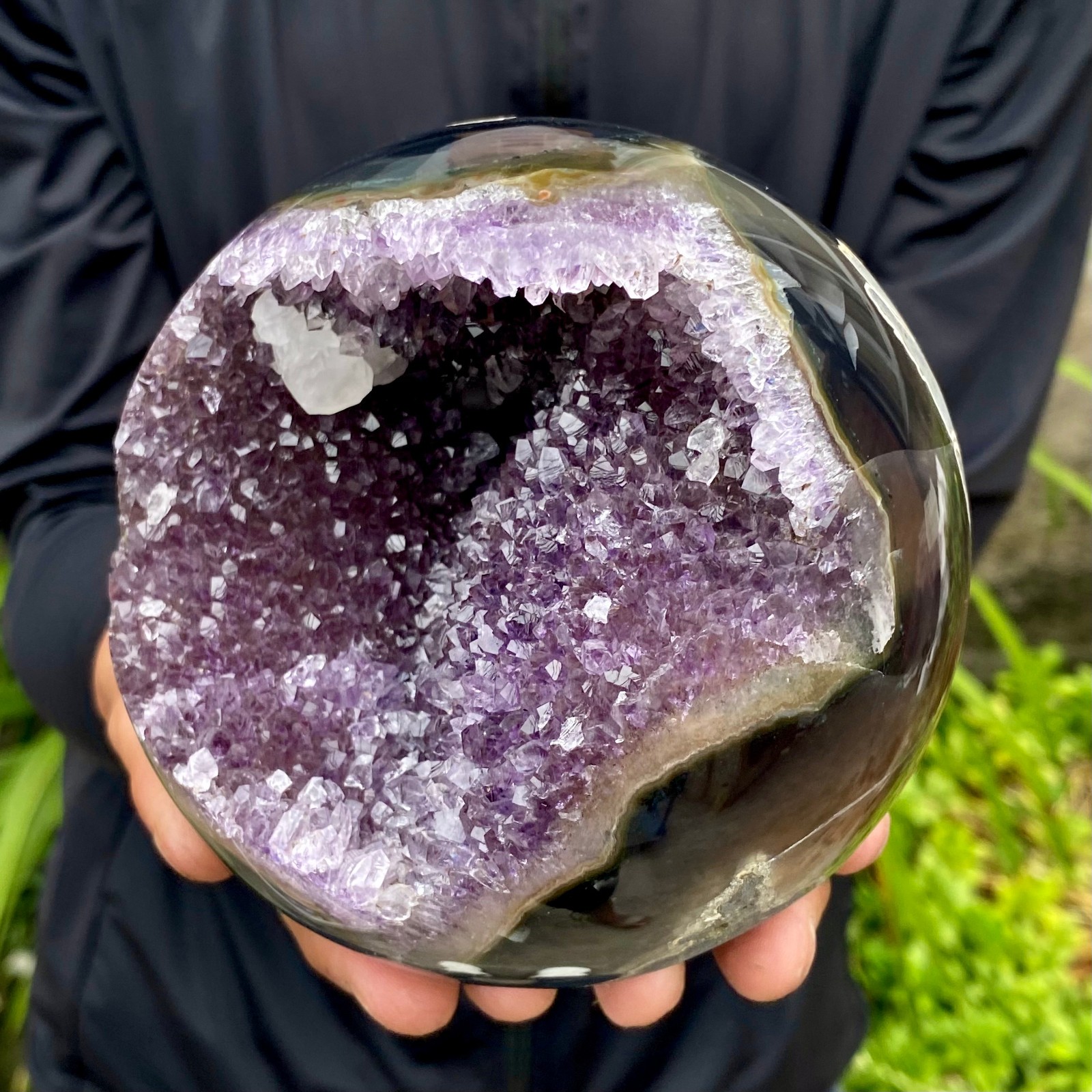 3.96LB Natural Amethyst Agate Ball Quartz Crystal Sphere reiki healing gem