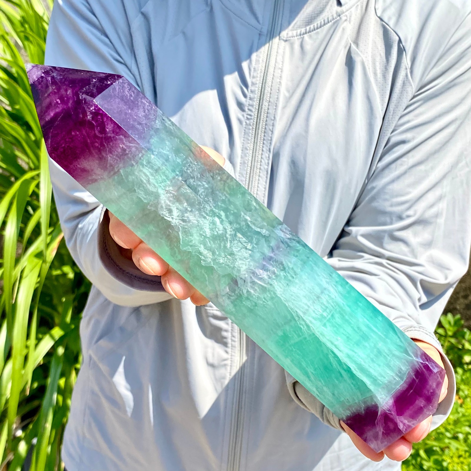 3.28LB Natural Fluorite Crystal Column Magic Wand Obelisk Point Earth Healing