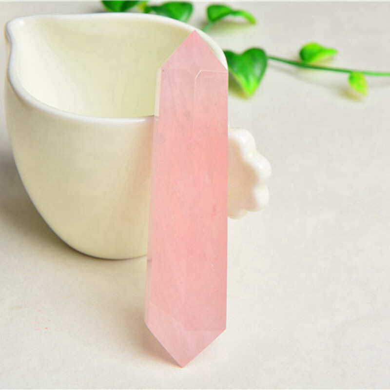 70-80mm Natural Pink Rose Quartz Crystal Point Wand Reiki Healing Chakra Obelisk