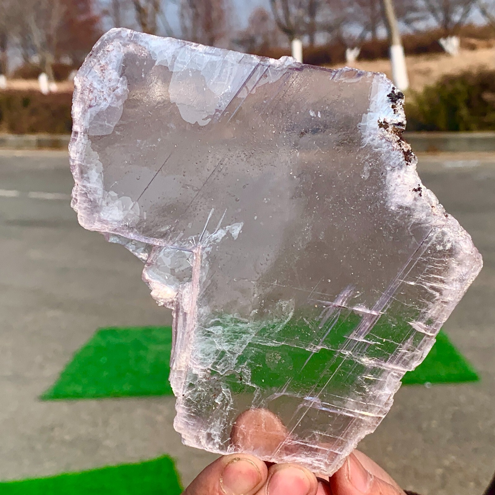 174g Natural purple selenite gypsum quartz crystal slab mineral specimen healin