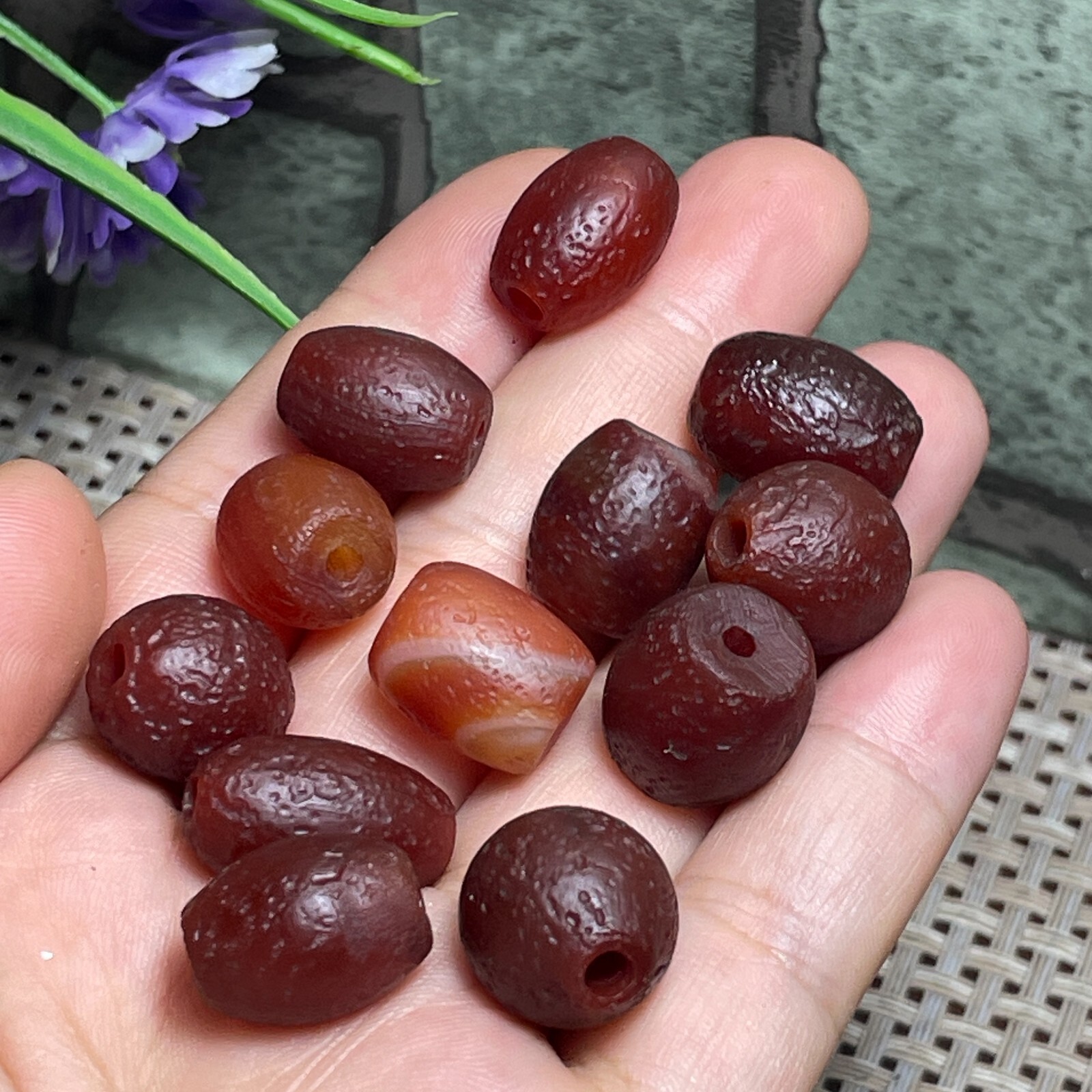 12pcs Rare Red Agate stone original stone specimen 42g m8313