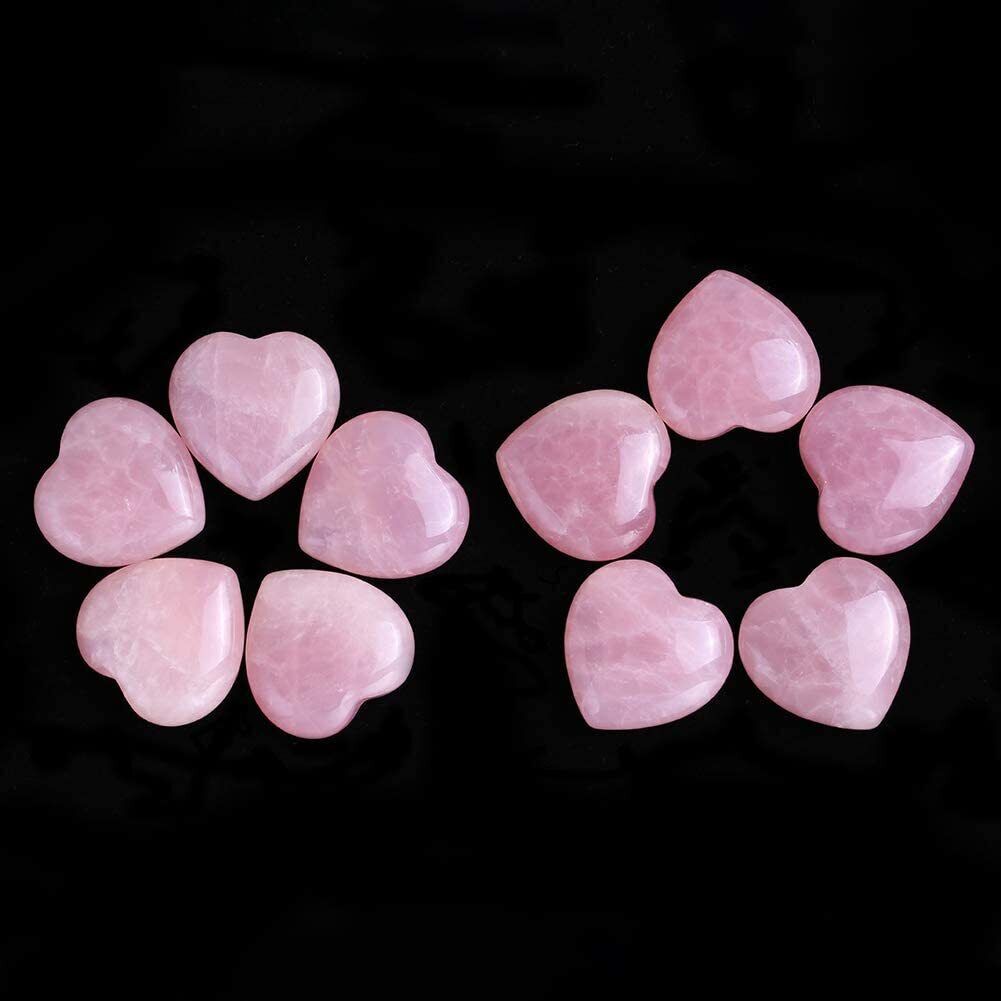 Pink Rose Quartz Crystal Heart Shaped Healing Love Natural Gemstone Gift