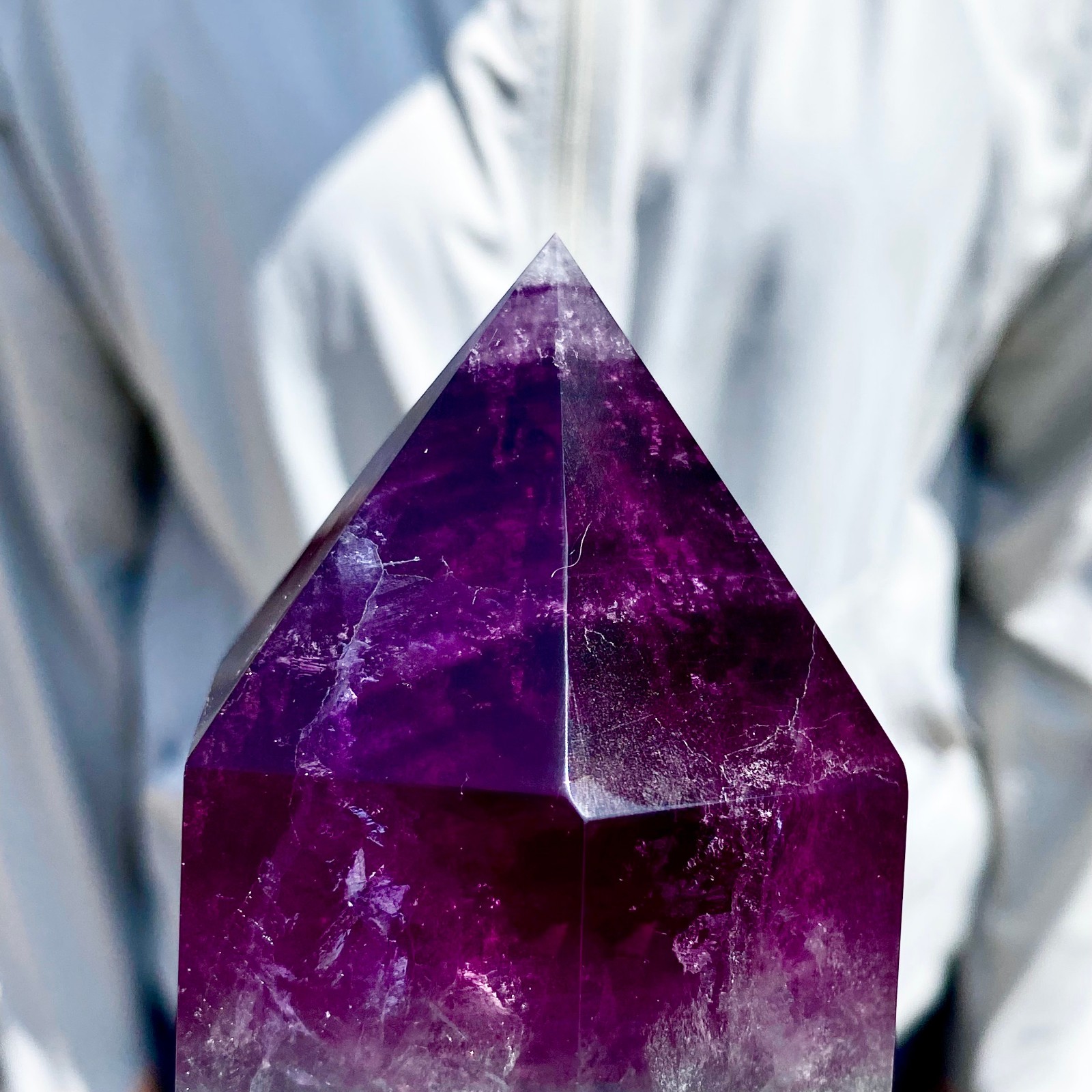 3.28LB Natural Fluorite Crystal Column Magic Wand Obelisk Point Earth Healing