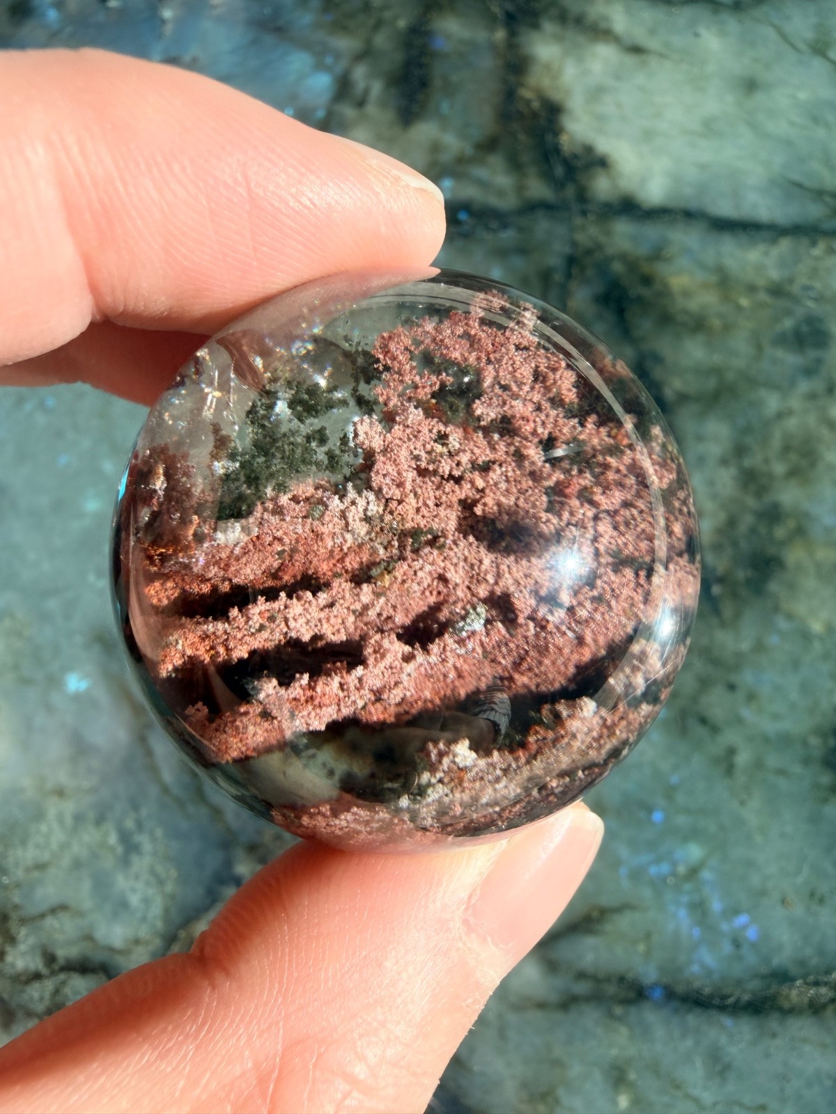 Top Grade Rare Rouge Pink Garden Quartz Sphere From Brazil, 1.5″ | High Clarity