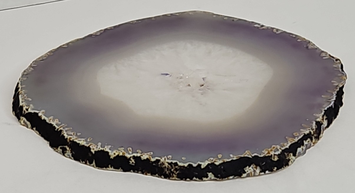Natural Agate Slice w/ Quartz Center Purple Tones Polished Stone 8 oz 5.25″x5.5″