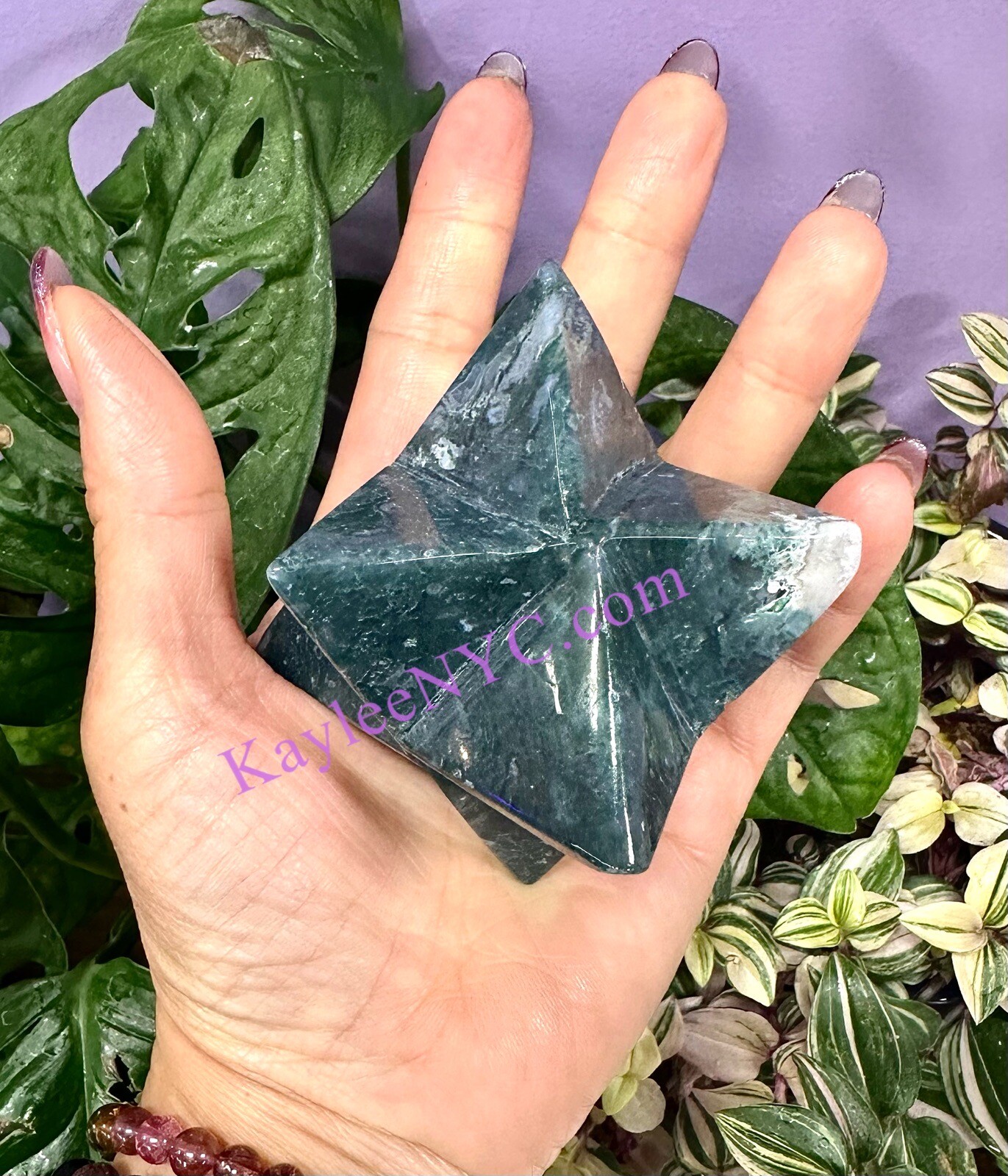 Wholesale Lot 3 PCs Natural Moss Agate Merkaba Healing Energy
