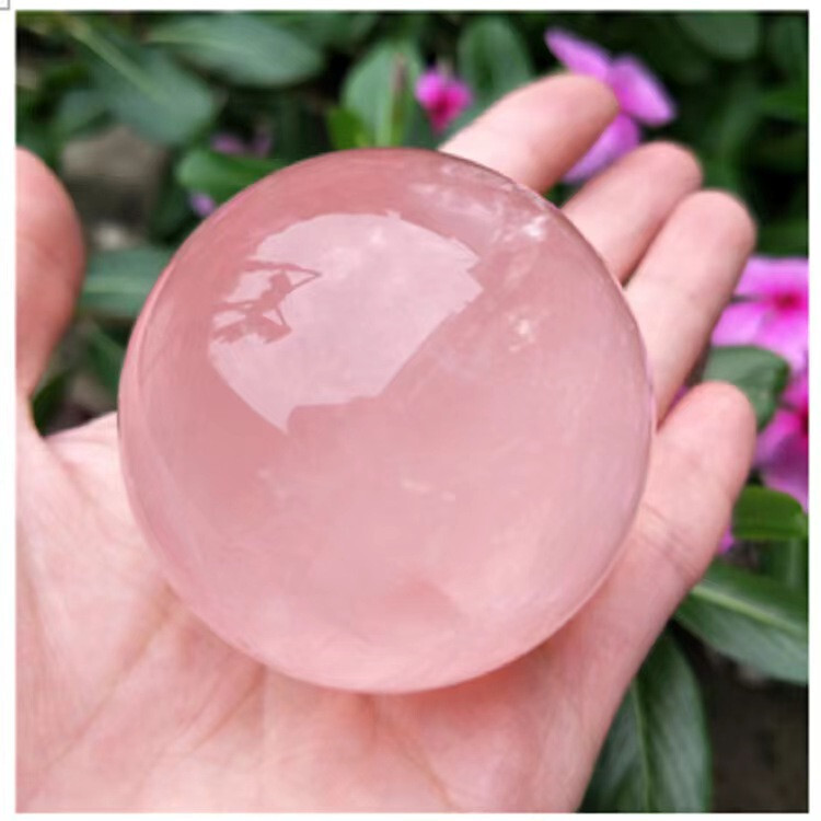 Natural pink Rose Quartz ball Crystal polished Sphere healing decor+stand 1PC