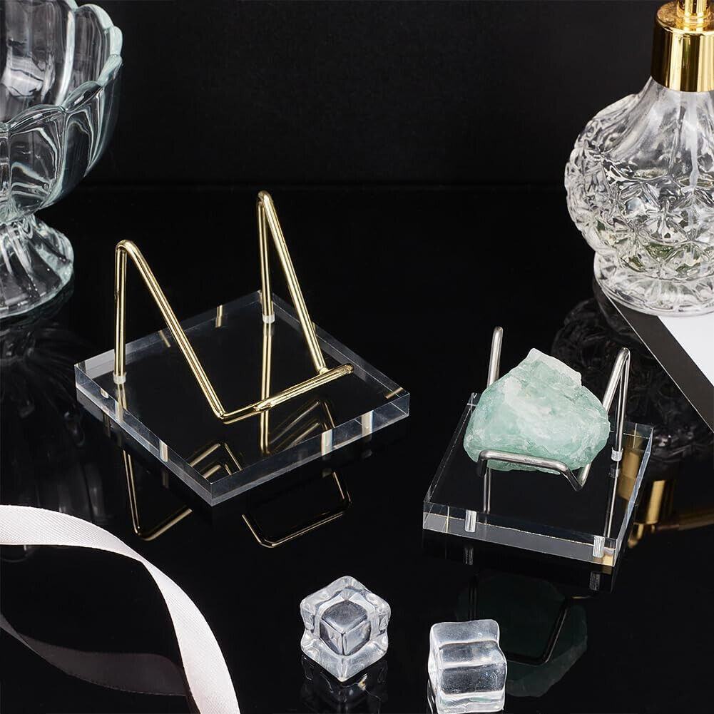 4pcs Acrylic Display Stand Easel Rack Mineral Crystal Specimens Holder Support