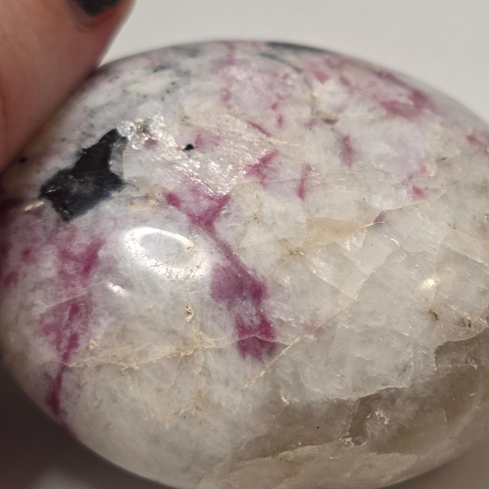 Unbranded Pink Tourmaline Quartz Palm Stone 2in Pink White Fair Rubellite