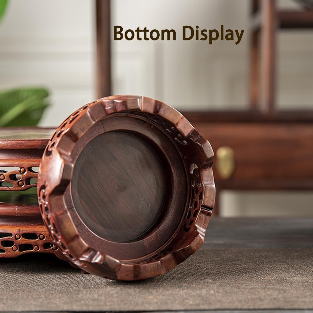 Round Pedestal Display Stand Rosewood Chinese Carving Stable Non-slip Wooden …