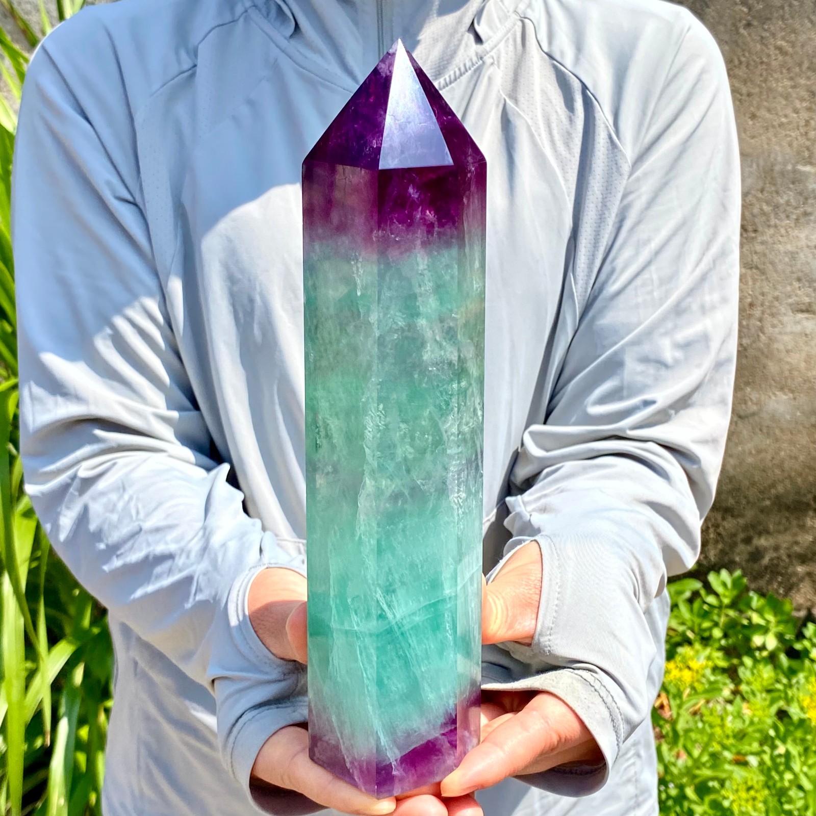 3.28LB Natural Fluorite Crystal Column Magic Wand Obelisk Point Earth Healing