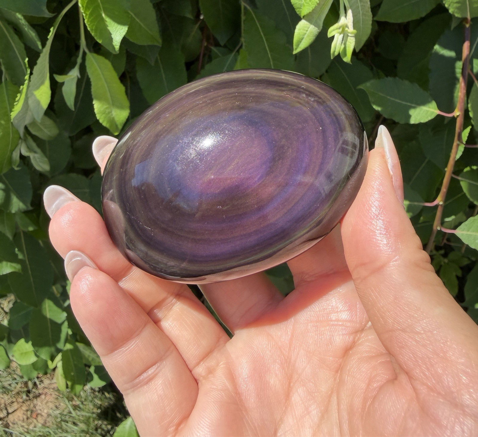 Wholesale Lot 2 Lbs Natural Rainbow Obsidian Palm Stone Crystal Healing