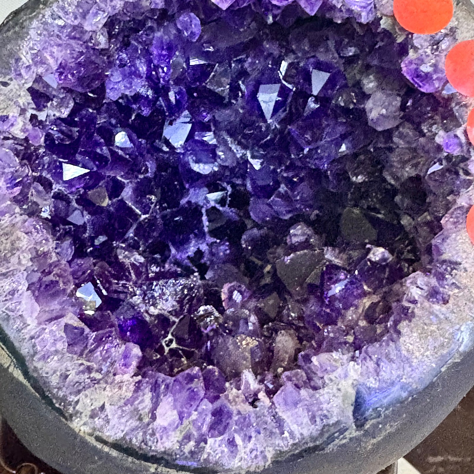 5.2LB Natural uruguay amethyst geode quartz money bag crystal +stand