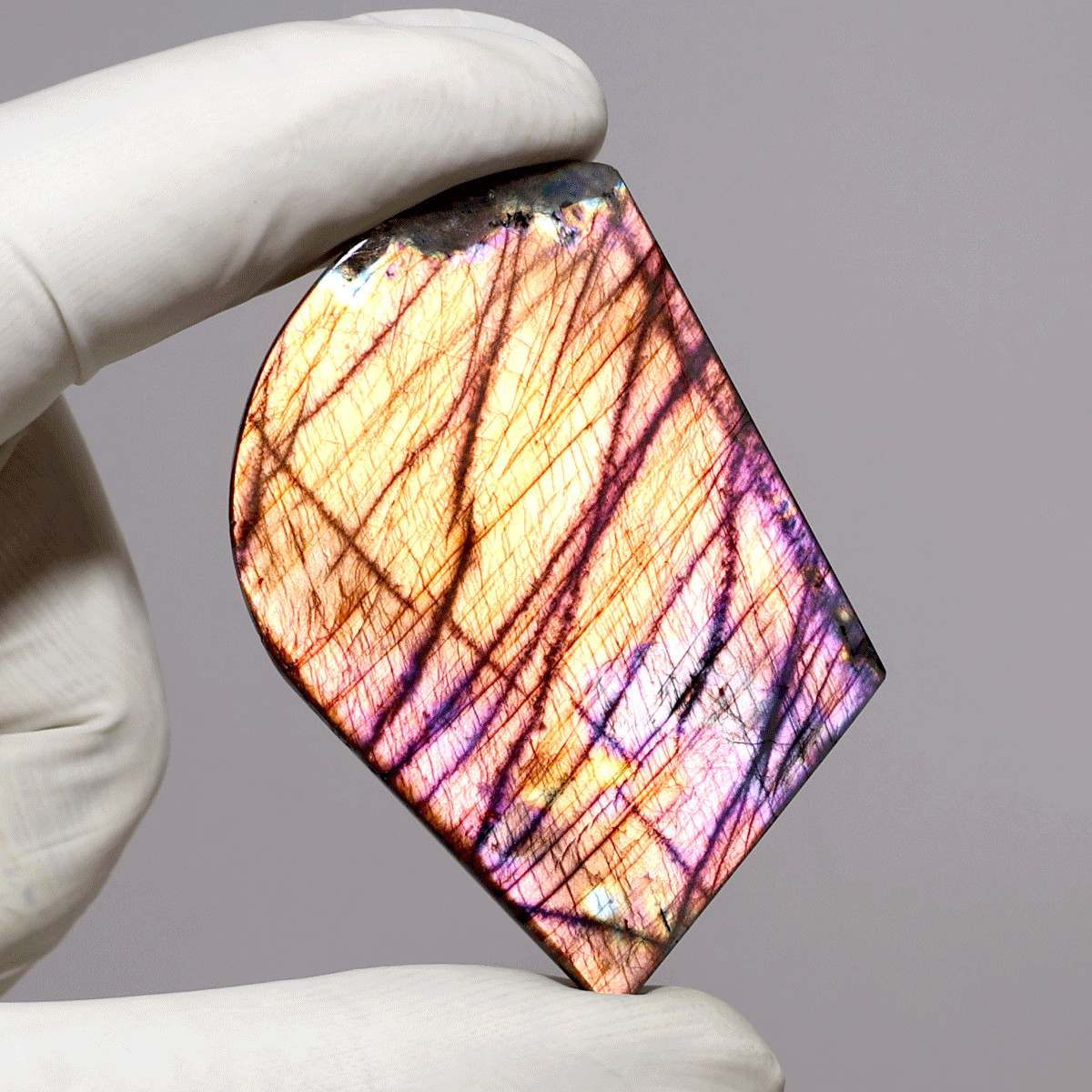 Inner Ignition~ Natural Spectrolite Rainbow Flash Slab~ Freeform Aurora Crystal