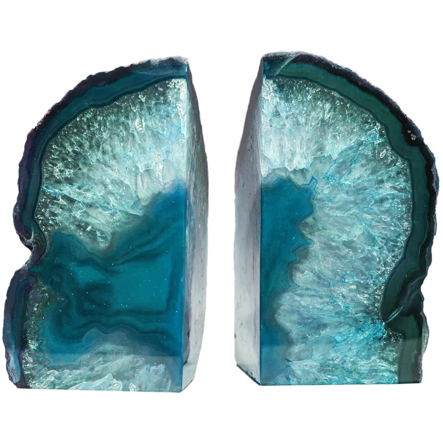 Elegant Teal Agate Bookends for Heavy Books – Lightweight Yet Sturdy Design