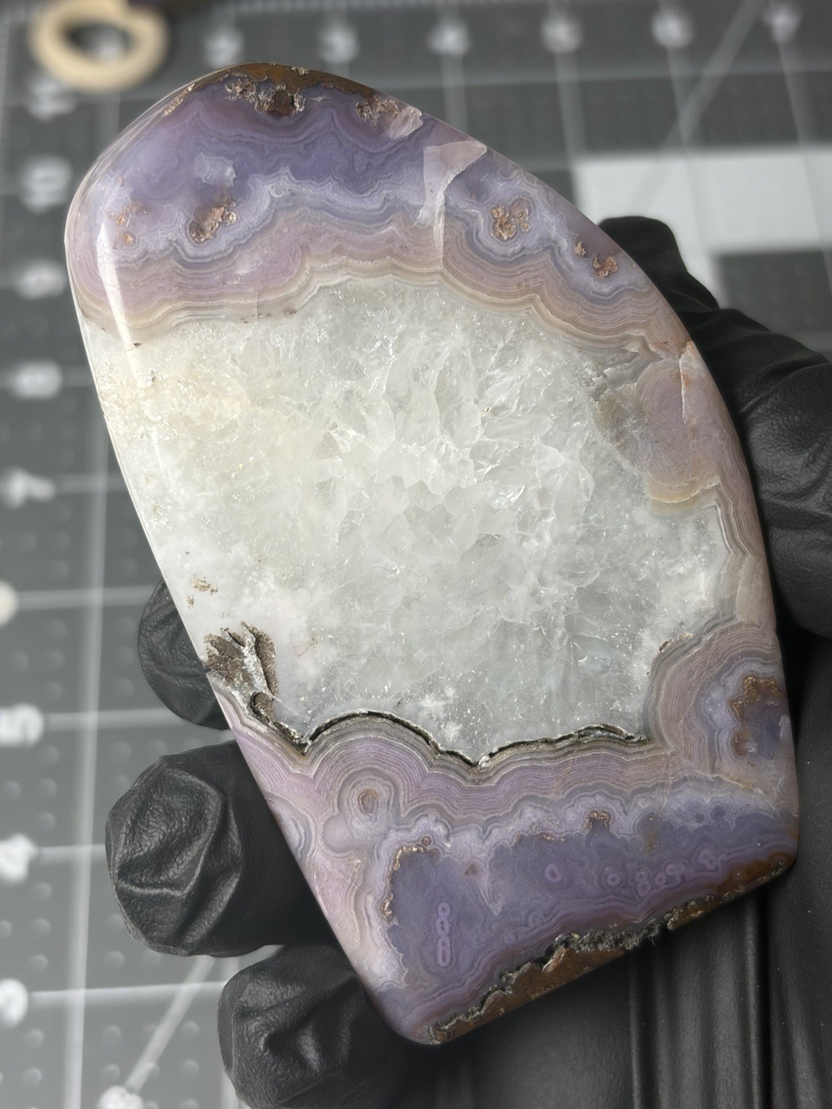 Rare Royal Aztec Lace Agate Free Form Quartz Purple Banding Handmade