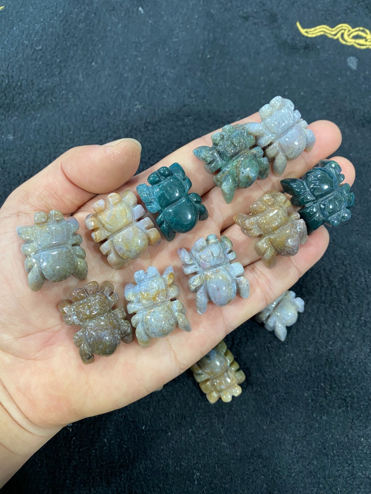 5pcs Natural Ocean jade Quartz Carved Spider skull Crystal reiki healing gift