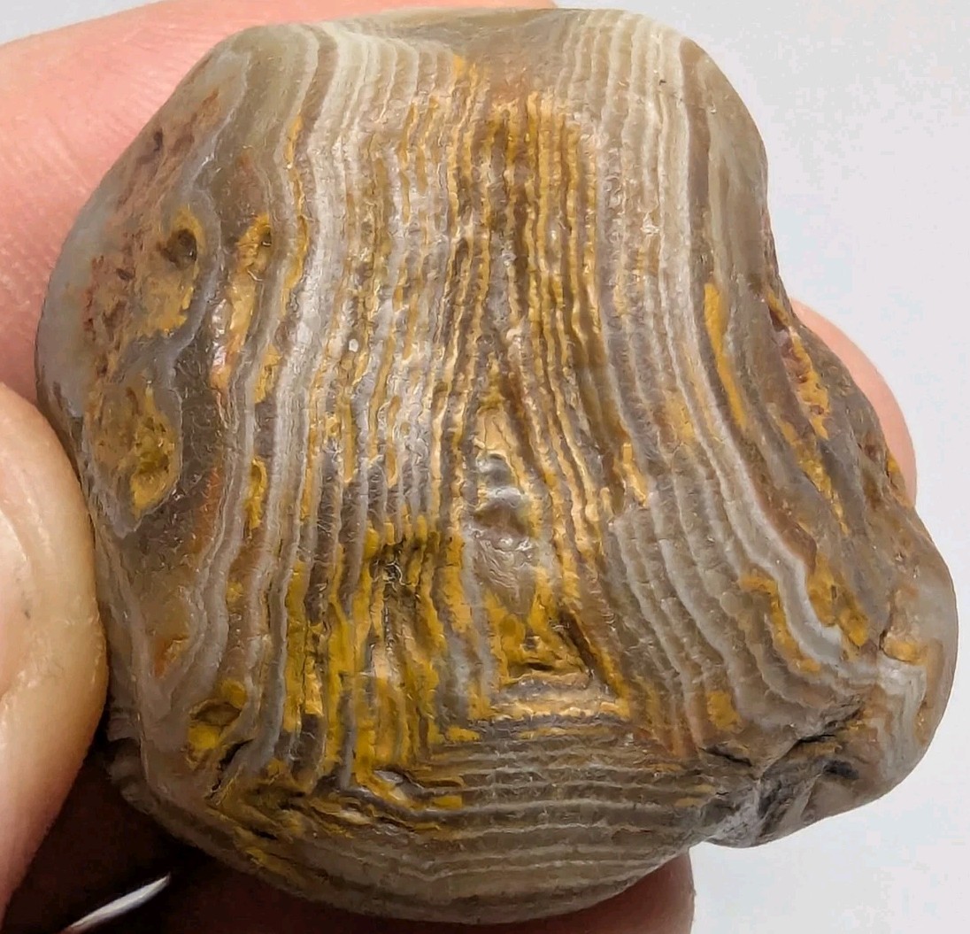 Lake Superior Agate, Great Tan, Brown And White Banding, 39 Grams (1.3+ Oz)