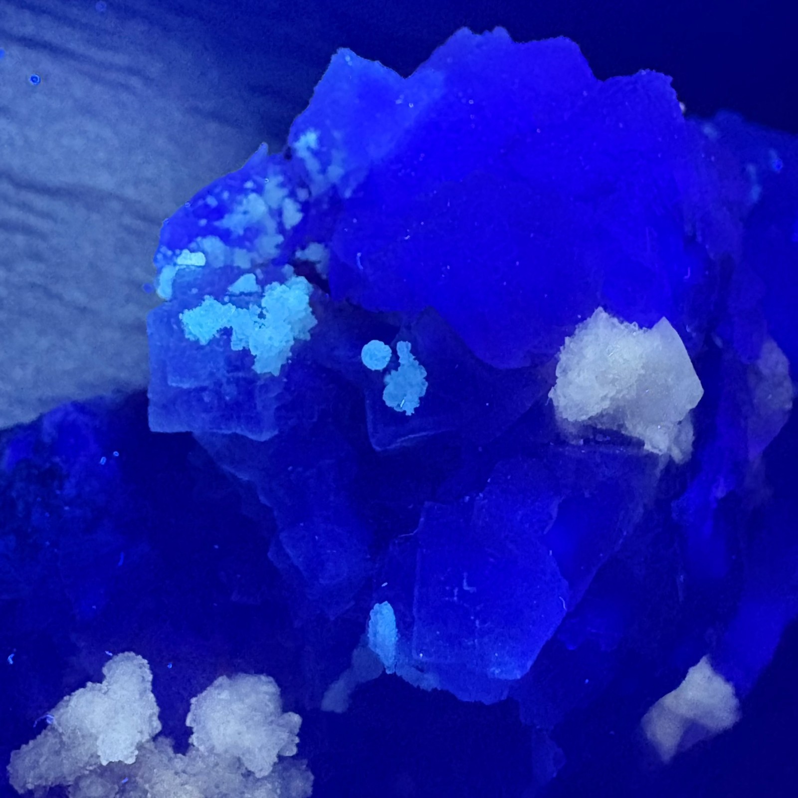 Rare Dual Color Fluorescent Natural Fluorite w/ Gypsum Raw Mineral Specimen