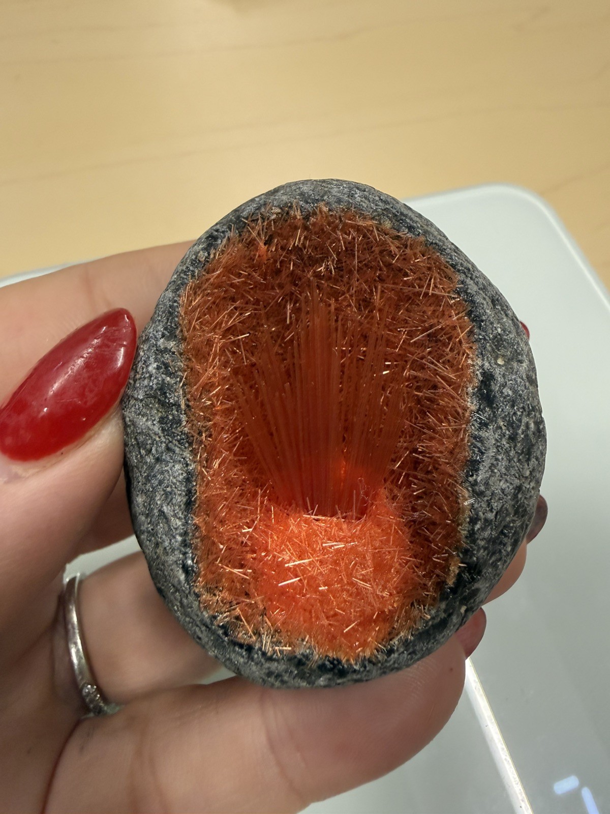 Orange Copper Ore Goethite Magnetite Crystal Sphere 100 grams