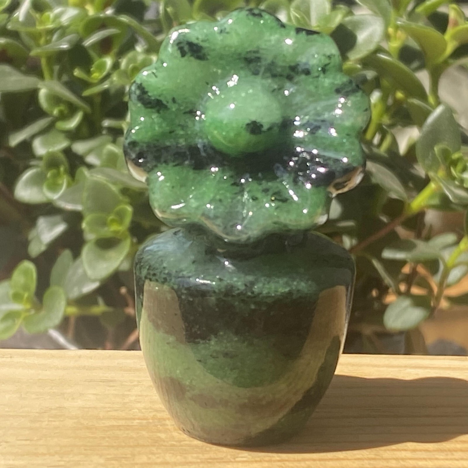 1 Pc Natural Zoisite Crystal Quartz Carved Potted Sunflower Gem Reiki Healing 2″