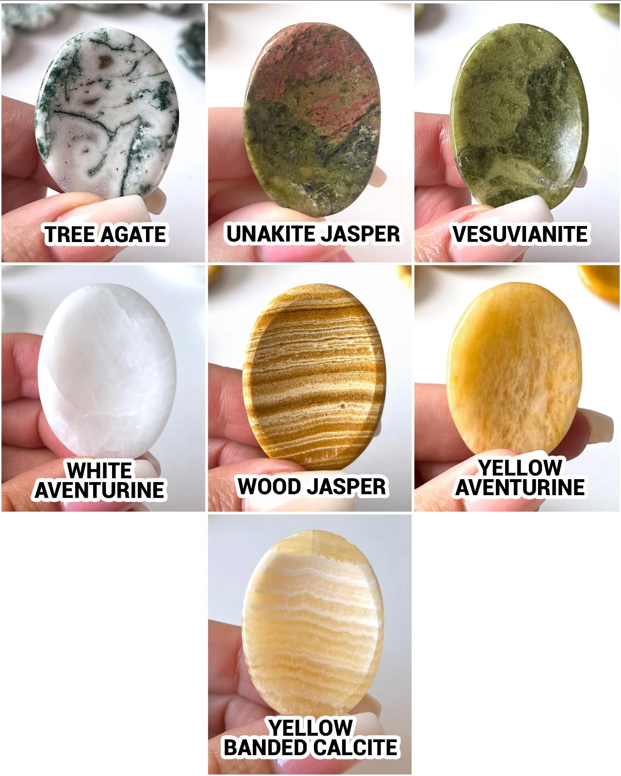 Natural Crystal Worry Stone Pocket Meditation Stone Thumb Stone Crystal Lot