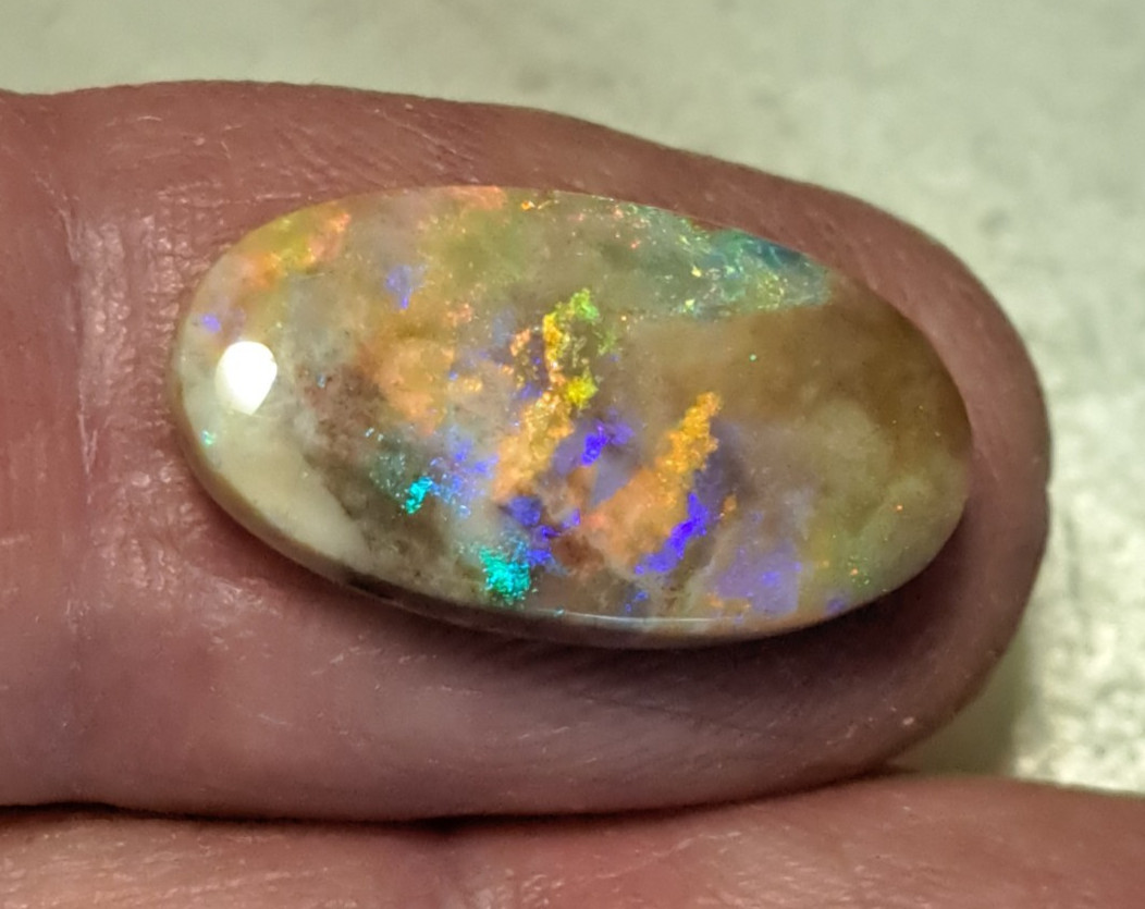 Large Multicolor Andamooka Hard Matrix Double Sided Carbonized Polished Colorful
